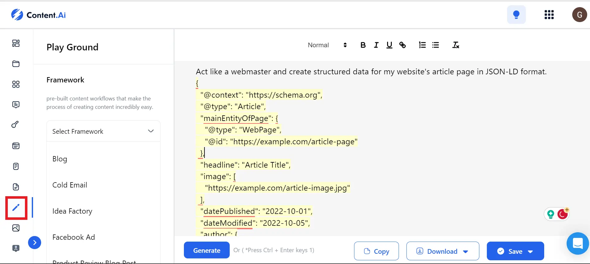 ContentAI_for_Structured_data_generation