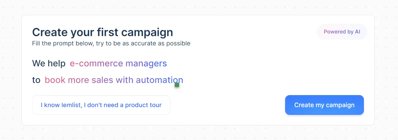 Lemlist AI onboarding