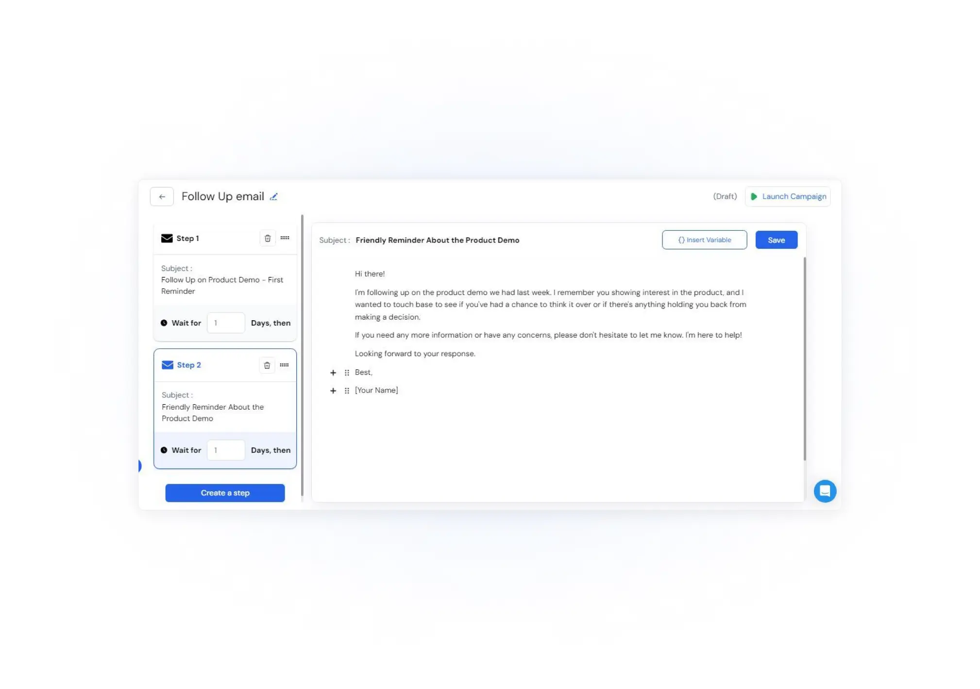 email sequence creation in smart campaign GoZen Growth AI