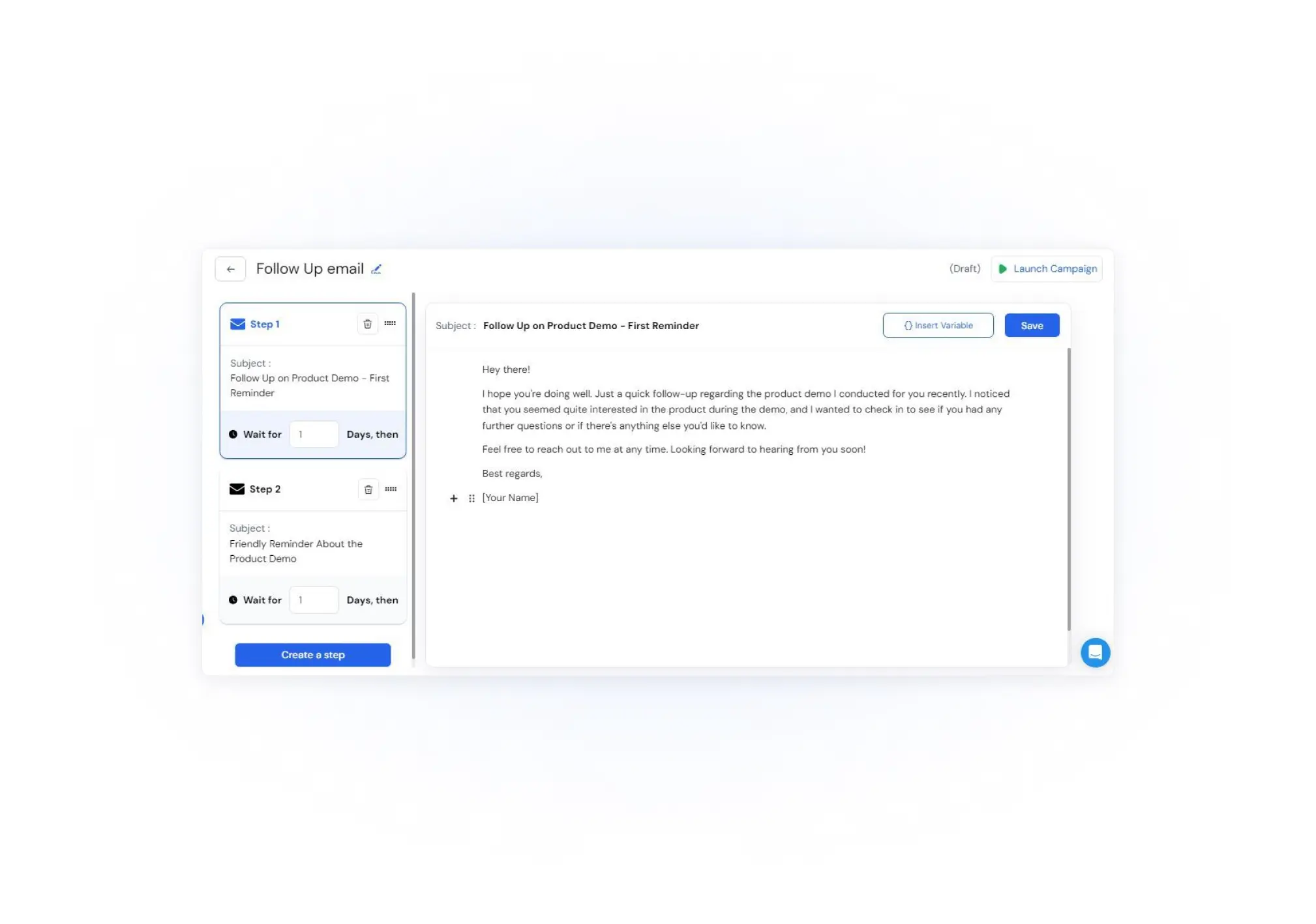 email sequence creation in smart campaign GoZen Growth AI