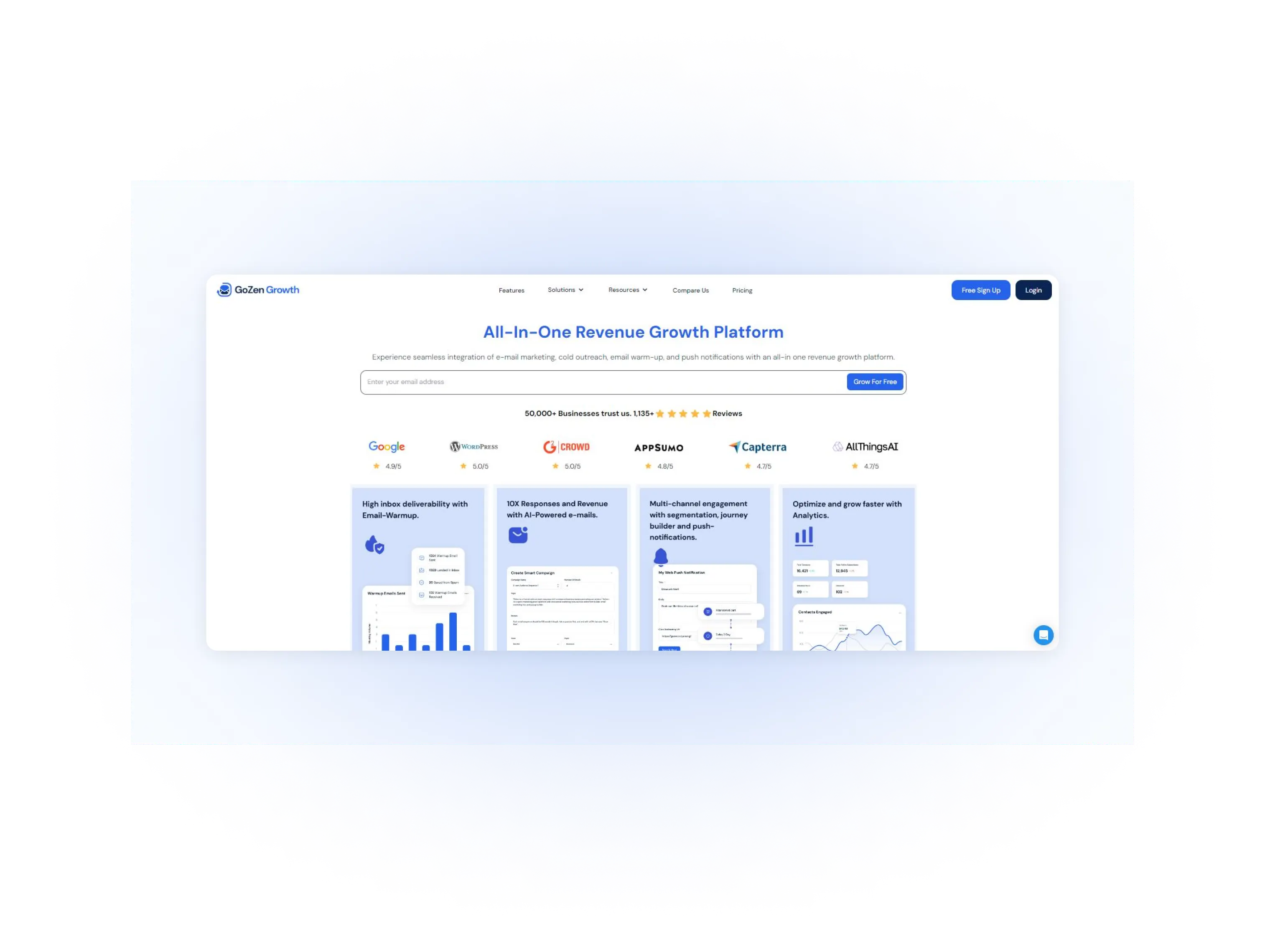 gozen growth landing page