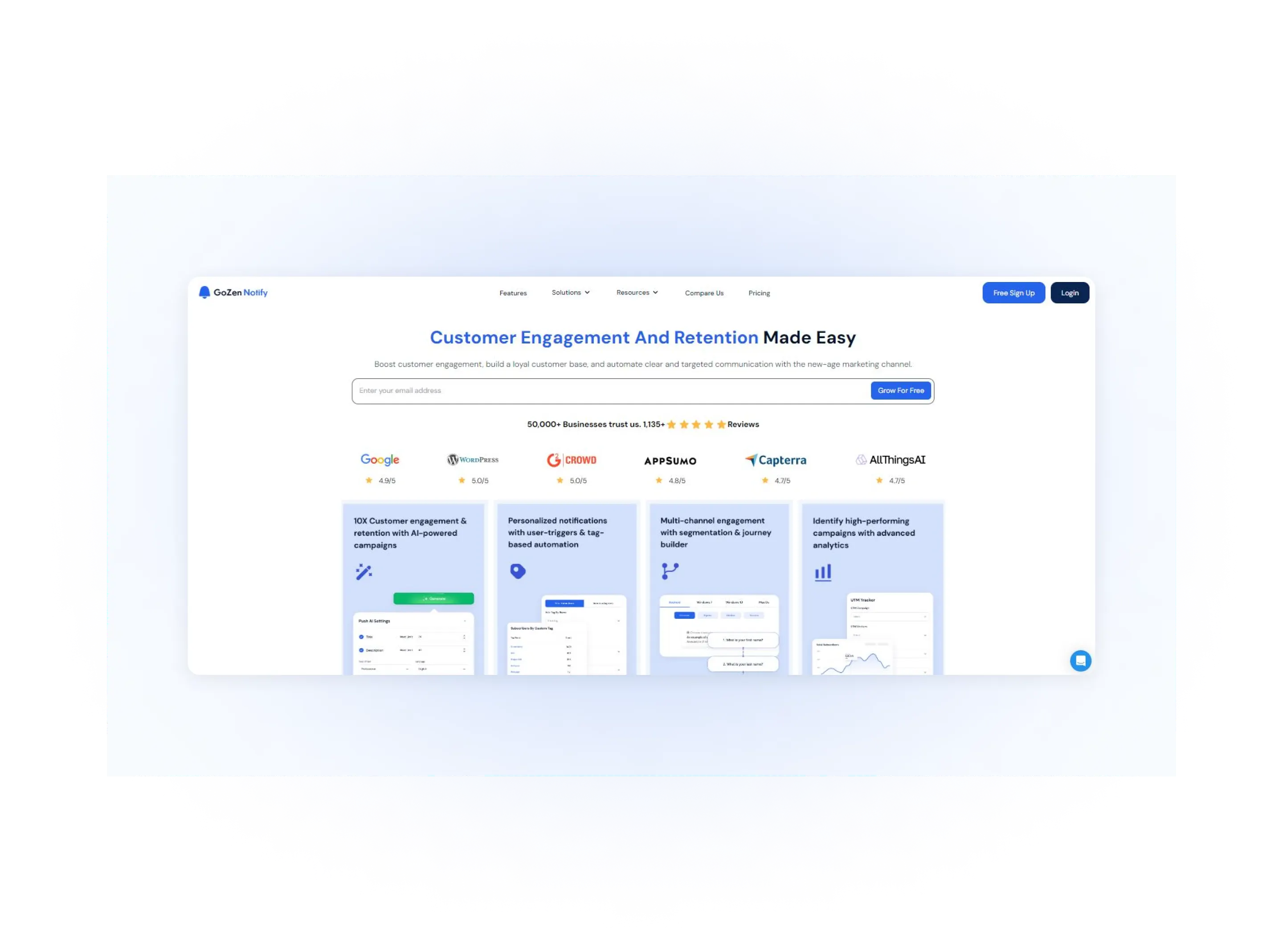 gozen notify landing page