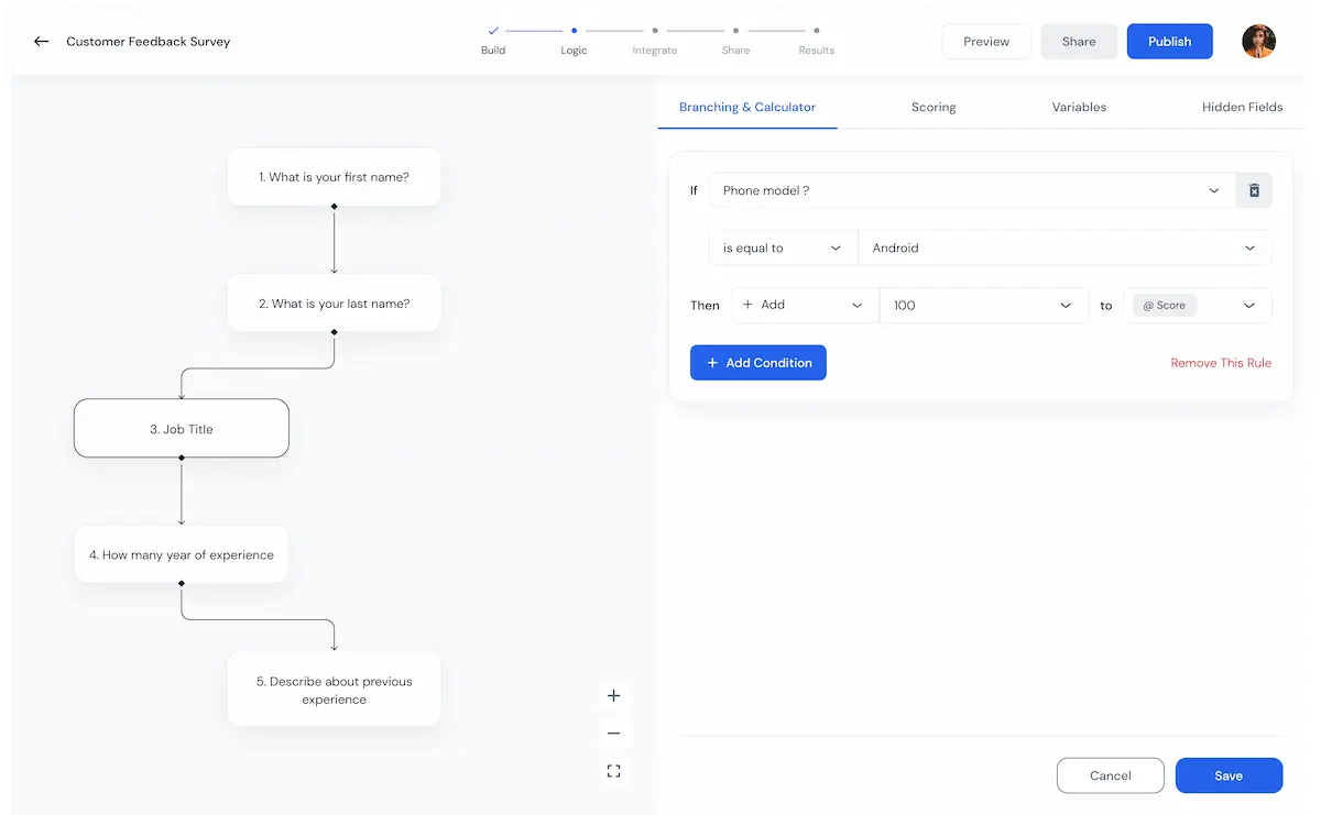 Be relevant with branching & calculation.