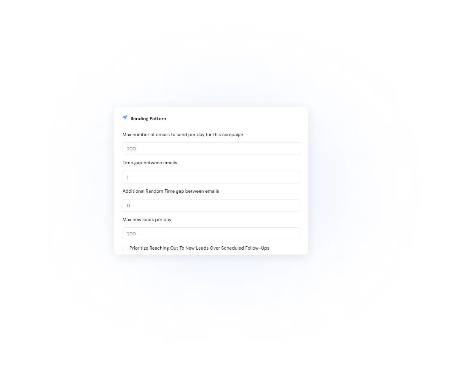 sending pattern choosing inside scheduing section in smart campaign