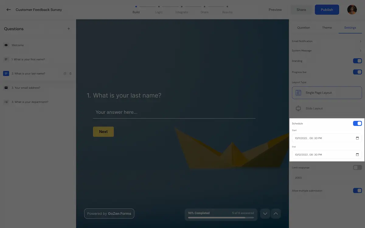 You decide when your forms collect responses