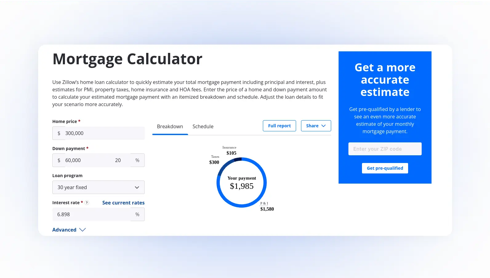 zillow interactive calculator